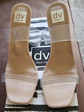 Dolce Vita Clear-Strap Nude Slide Mules